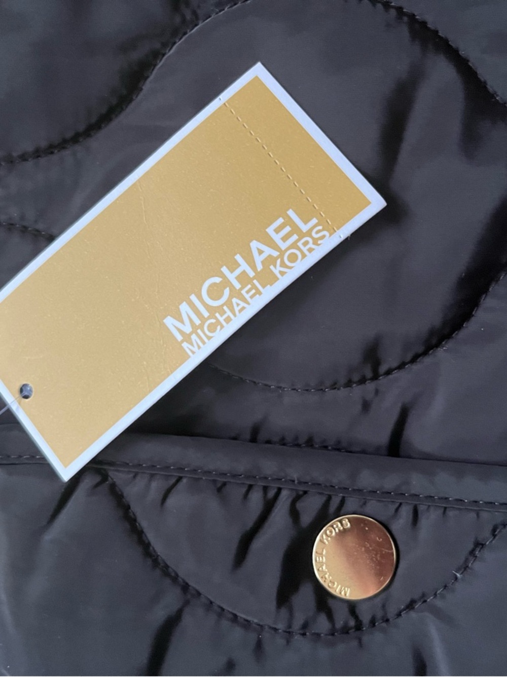 Michael Kors Black Quilted Snap-Front Vest - Picture 8 of 8